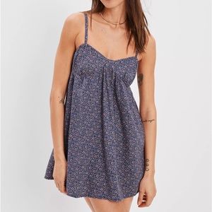 American eagle, navy blue floral, babydoll mini dress, small, NWT
